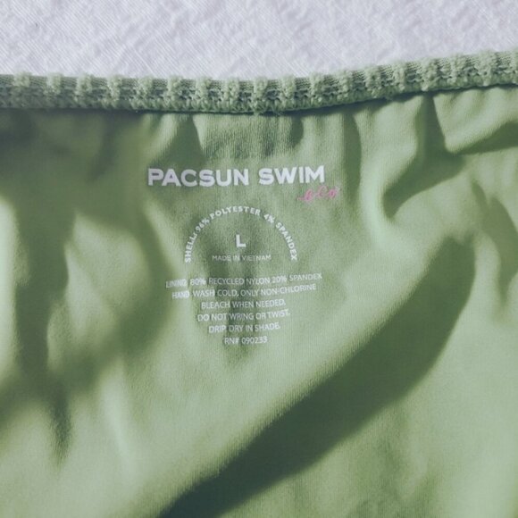 PACSUN Eco Green "Avalon" Terry Ribbed High Cut Bikini Bottom - Picture 7 of 11